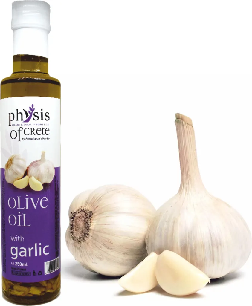 Physis of Crete, Extra natives Olivenöl, 250ml, aromatisiertes Olivenöl, KNOBLAUCH, Griechisches Olivenöl,  Olivenöl 250ml, KNOBLAUCHöl