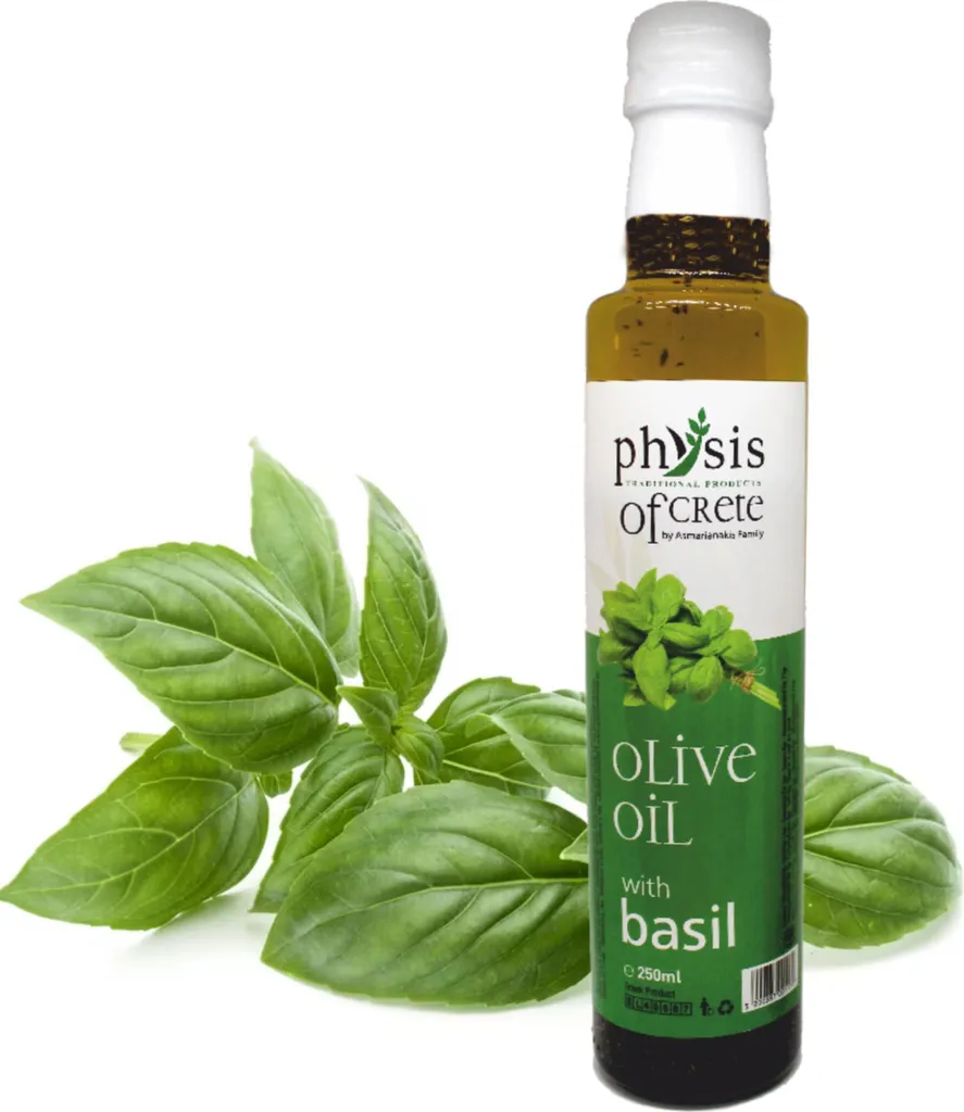 Physis of Crete, Griechisches Olivenöl, 250ml, aromatisches Olivenöl, BASILIKUM, Olivenöl, griechische lebensmittel, griechish, olivenöl, oliven öl
