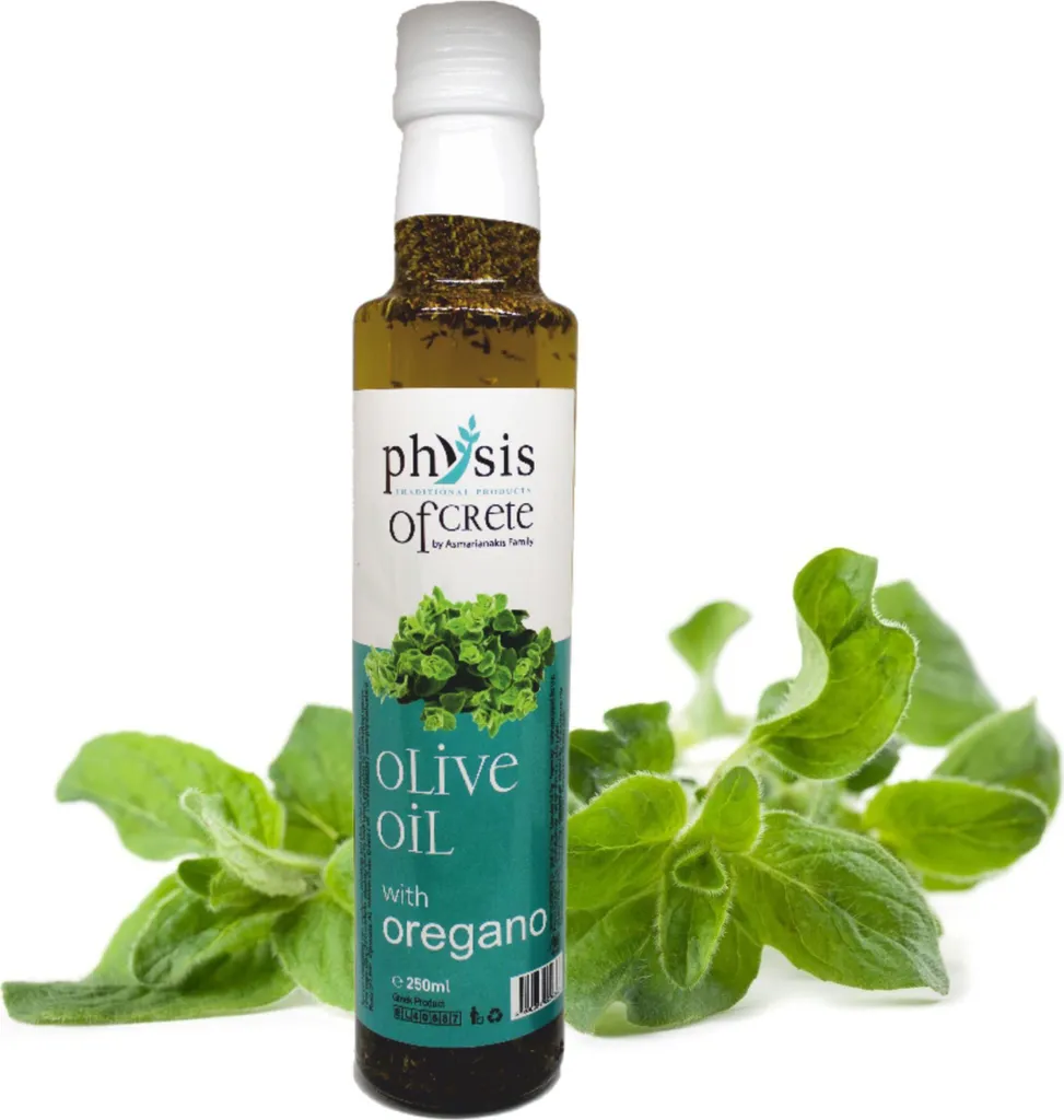 Physis of Crete, Griechisches Olivenöl, 250ml, Olivenöl OREGANO, aromatisches Olivenöl, Natives Olivenöl, griechische lebensmittel, olivenöle