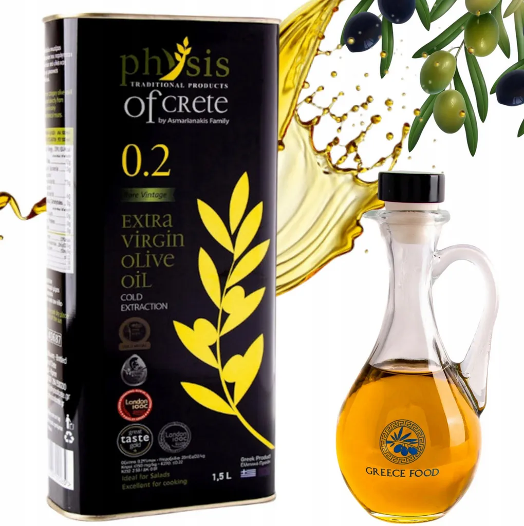 Physis of Crete, Olivenöl 1,5 L, Zusätzlich Olivenölflasche 250 ml, griechisches Olivenöl,  Extra Natives Olivenöl