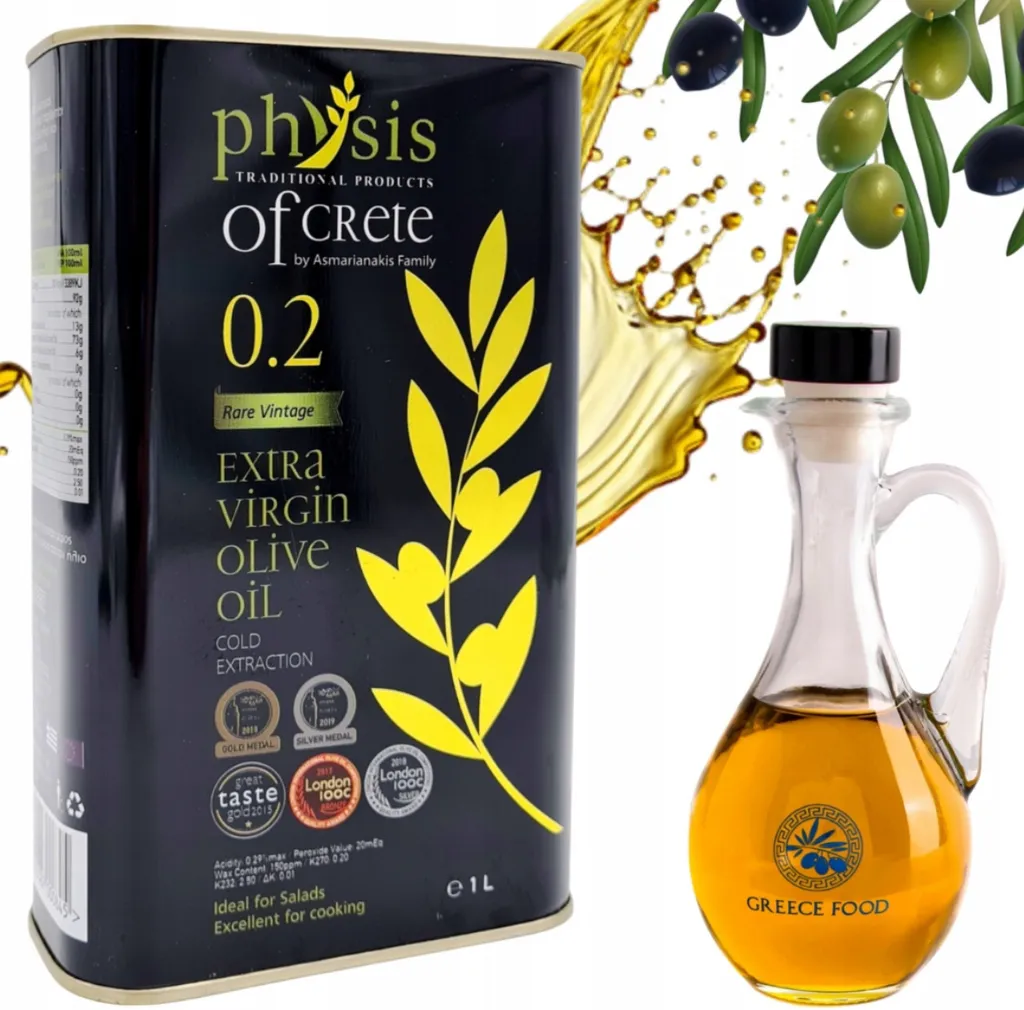 Physis of Crete, Olivenöl 1L, Zusätzlich Olivenölflasche 250 ml, Natives Olivenöl Extra, griechisches Olivenöl