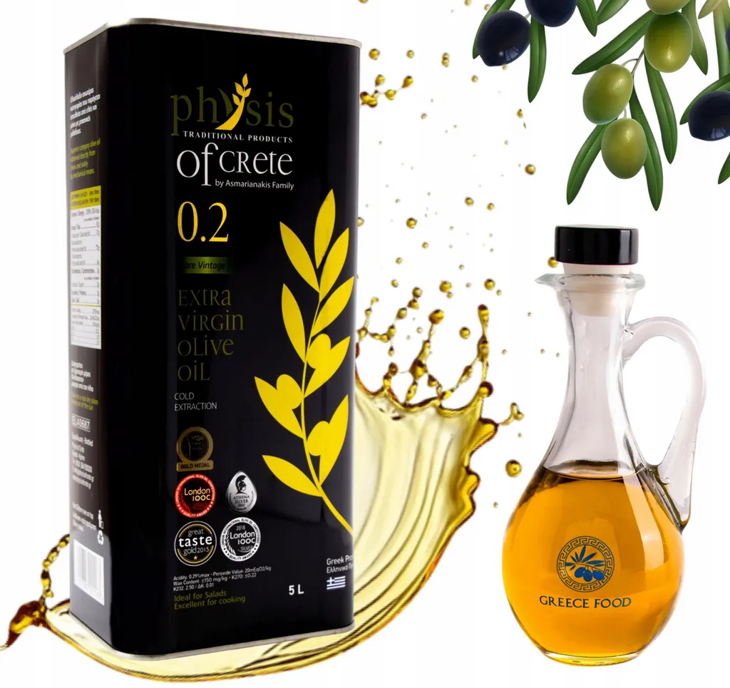Physis of Crete, Olivenöl 5l, Zusätzlich Olivenölflasche 250 ml, Griechisches Olivenöl, Olivenöl aus Griechenland