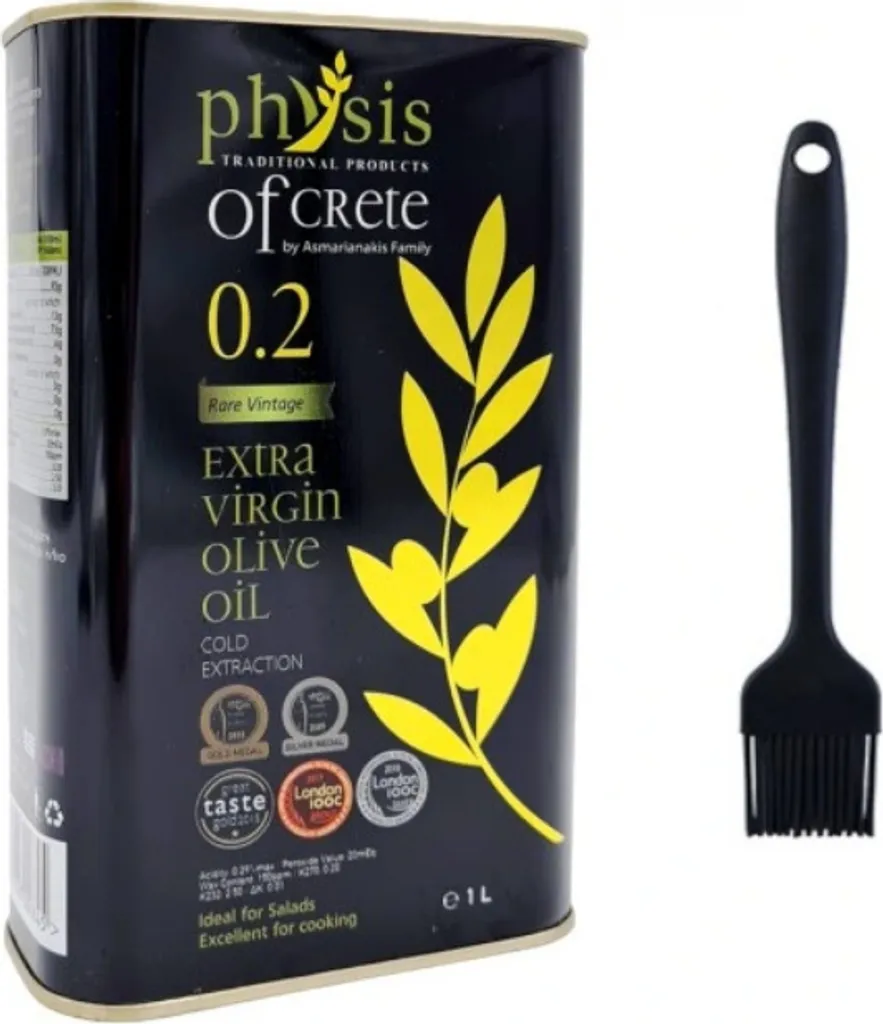 Physis Of Crete, Olivenöl, Extra Vergine, 1L, schwarzer Pinsel zum Aufstreichen als Geschenk, griechisches Olivenöl, öl, öle, griechische lebensmittel