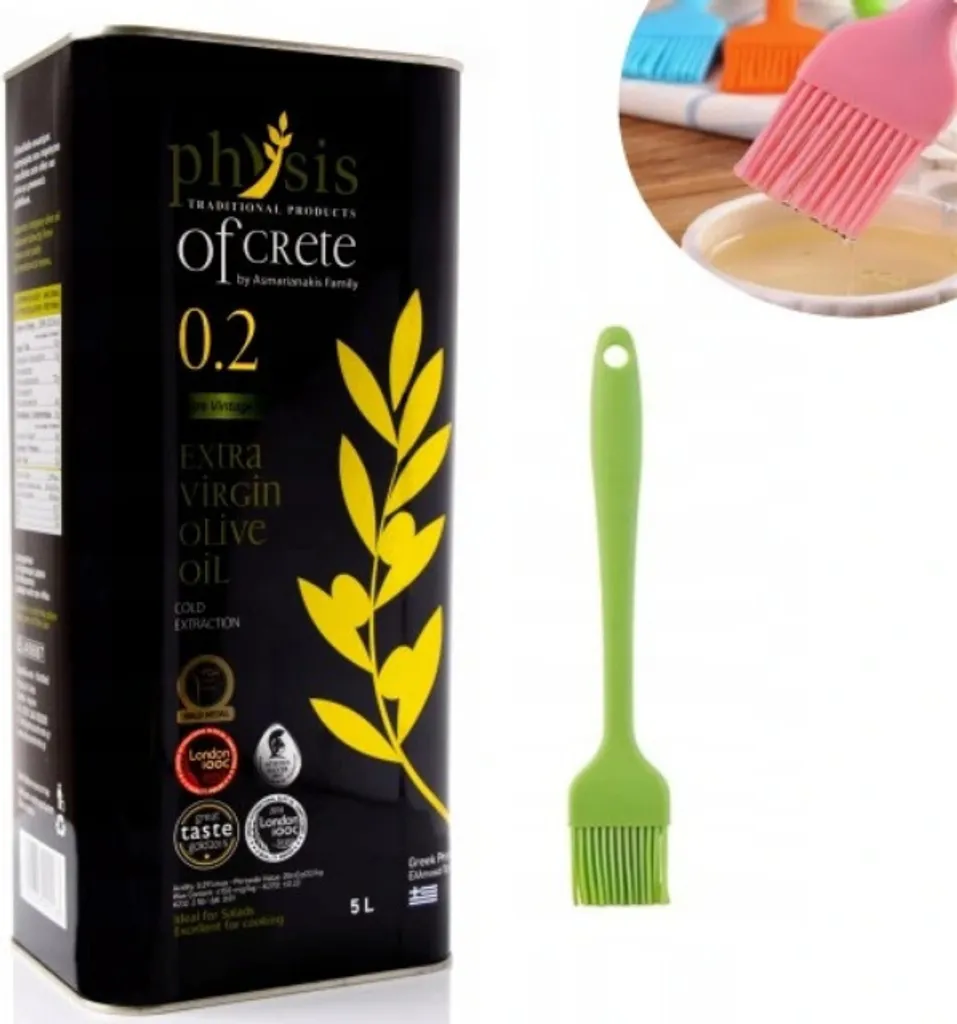 Physis Of Crete, Olive Oil, Extra Virgin Olive Oil 5L, Green Brush as a Gift, Greek Olive Oil, Oils, Greek Food