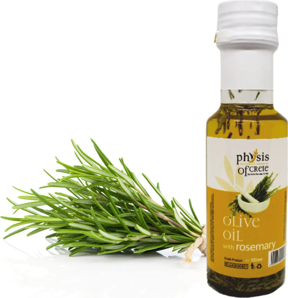 Physis of Crete, Olivenöl, Olivenöl 100 ml, Extra Virgin, aromatisiertes Olivenöl mit Rosmarin, griechisches Olivenöl, griechische lebensmittel