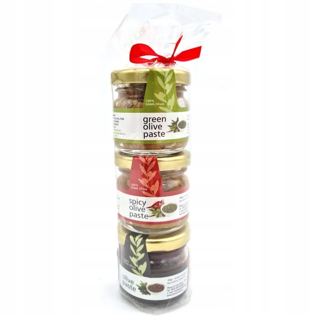 Physis of Crete, Olivenpaste, griechische Olivenpaste, verschiedene Geschmacksrichtungen, Olivenpaste 3 x 40g, GESCHENK