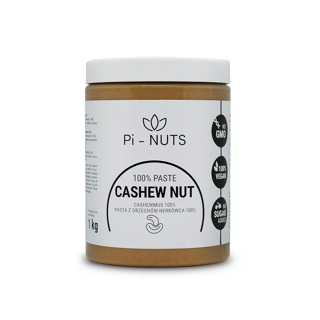 Pi-nuts Cashewmus 100% - ohne Zusatzstoffe, Konservierungsmittel - ‎Cashewnusscreme aus gerösteten und geschälten Cashewnüssen - Zum Backen 1 kg