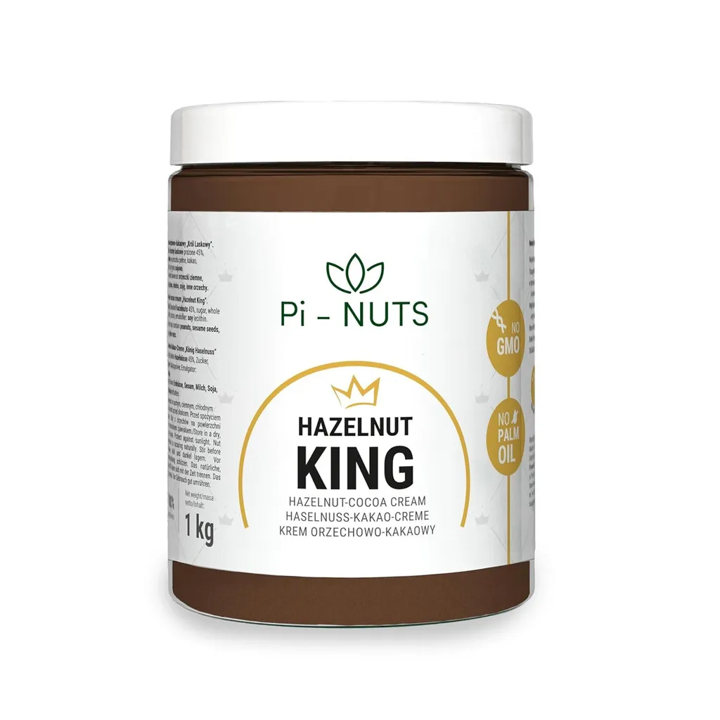 Pi-nuts Haselnusscreme mit Kakao 1 kg 45% Haselnuss - Nussbutter Brotaufstrich Süß - Süßigkeiten - Haselnusspaste für Eis, zum Backen, als Aufstrich