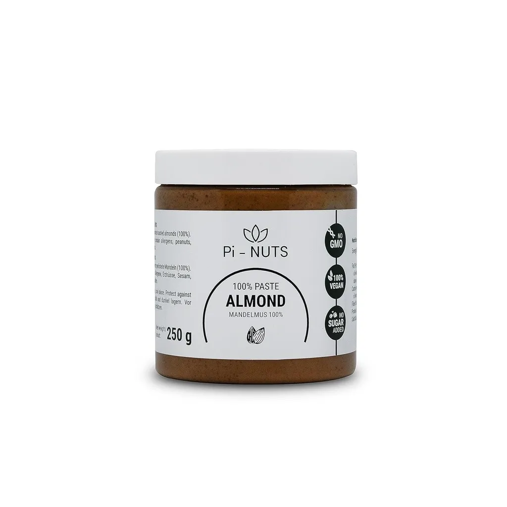 Pi-nuts Mandelpaste 100% - ohne Zusatzstoffe, Konservierungsmittel - ‎Mandelcreme aus gerösteten und geschälten Mandeln - Mandelmus Zum Backen 250 g