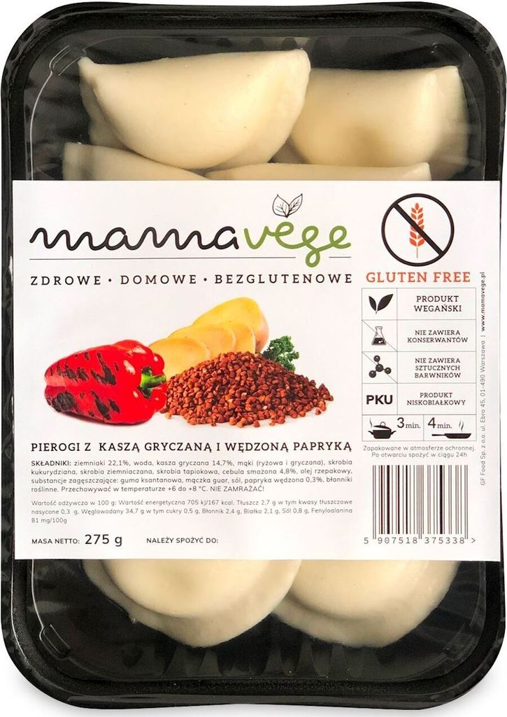 Pierogi with buckwheat and smoked pepper, gluten-free 275 g - MAMA VEGE