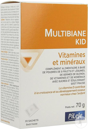 PiLeJe Multibiane Kid Vitamins and Minerals Strawberry Flavor 20 Bags