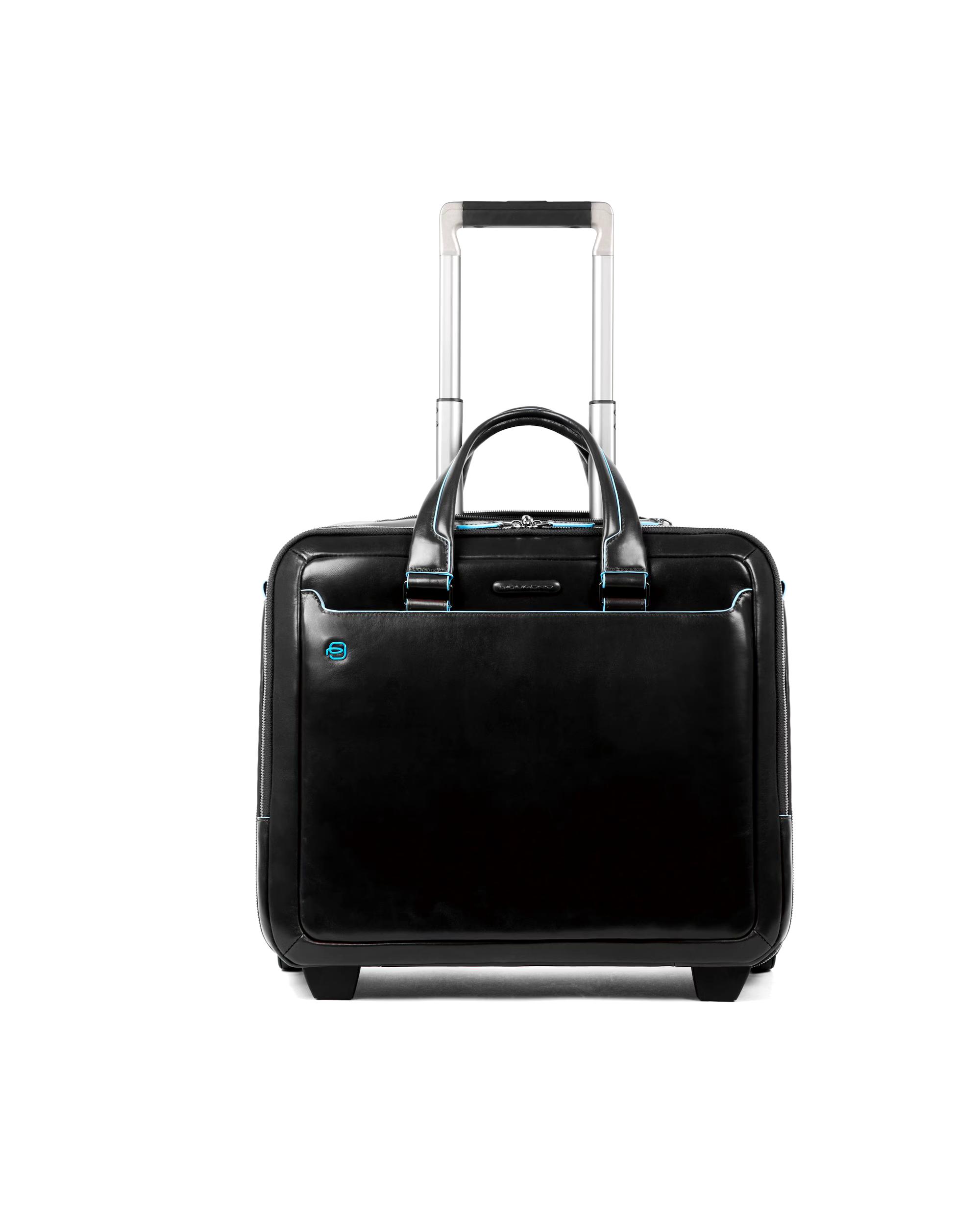 Piquadro Trolley Blue Square 2-wheel business trolley leather 37 cm laptop compartment