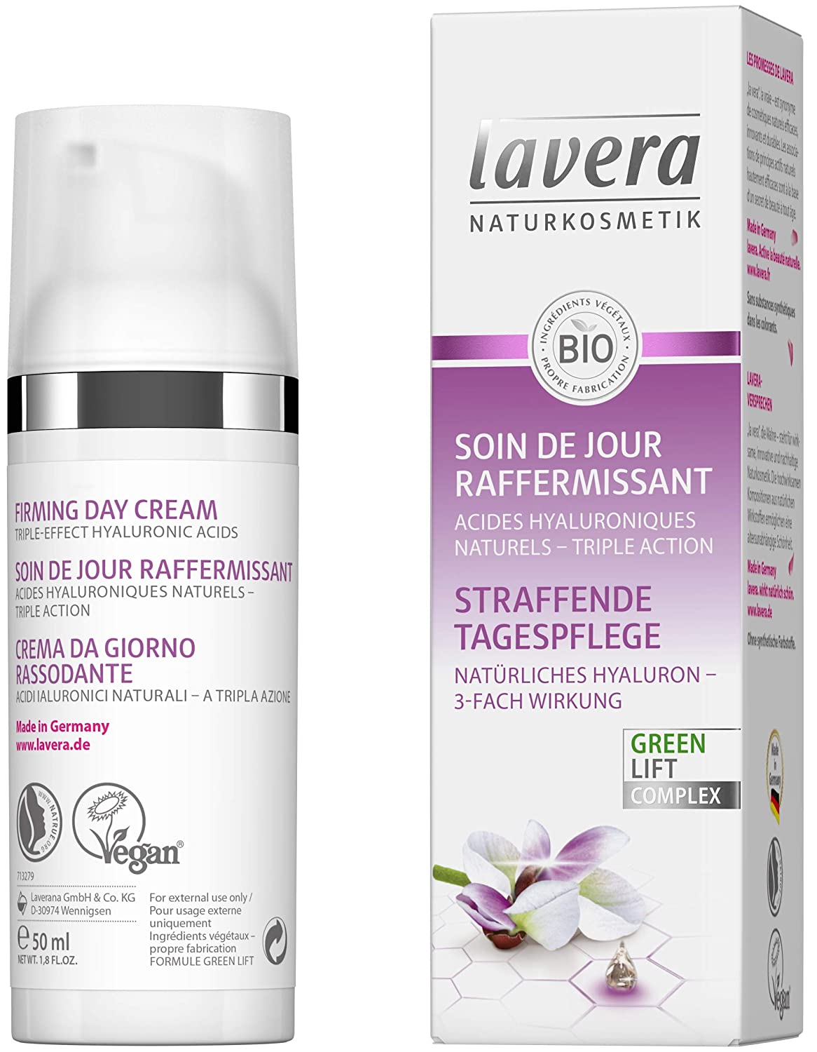 Lavera Karanja Anti-Ageing Hyaluronic Acid Vegan Natural Cosmetics Organic Vegetable Ingredients 100% Natural (2 x 50 ml)