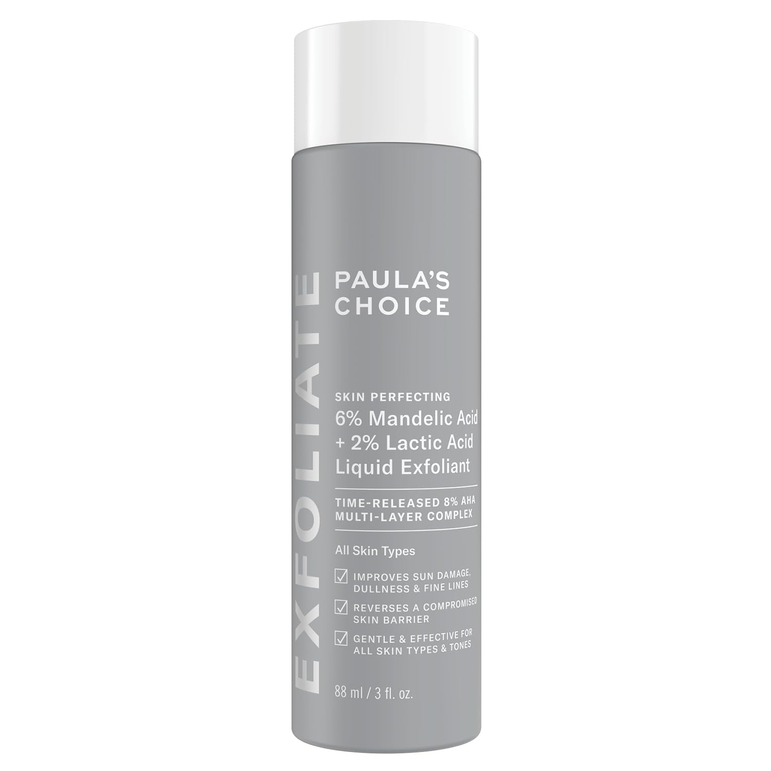 Paula \ 'S Choice Skin Perfecting 6% Mandelic Acid + 2% Lactic Acid Aha - Aha Peeling - Visibly Reduces Fine Lines and Wrinkles - With Mandelic Acid & Lactic Acid - All Skin Types - 88 ml