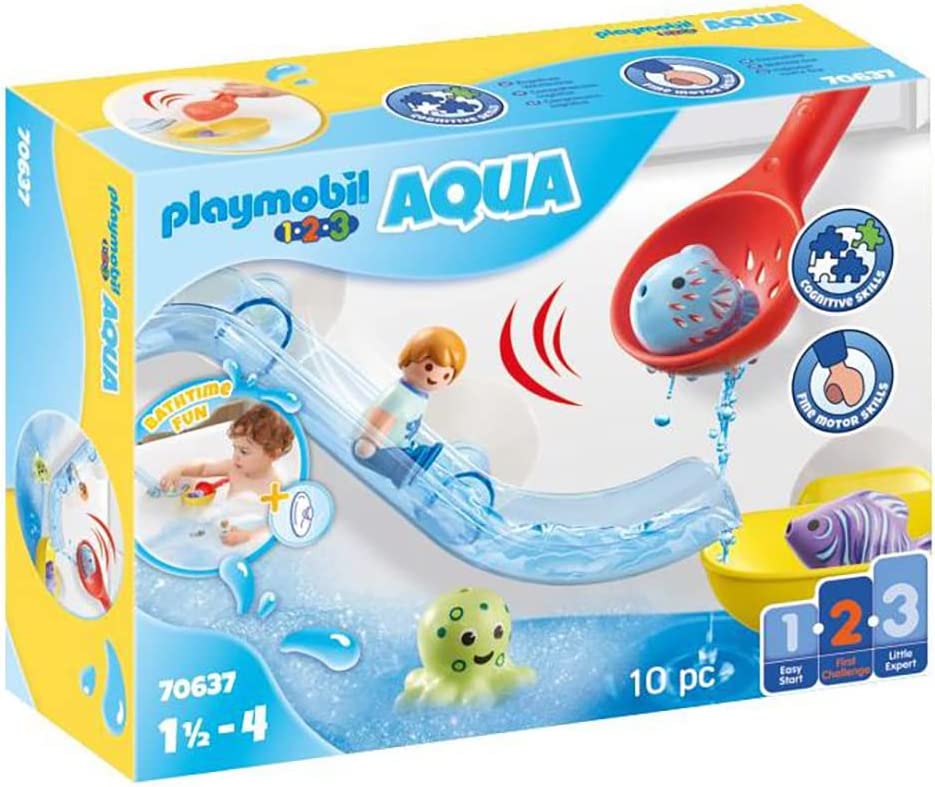 PLAYMOBIL 1.2.3 AQUA 70637 Catching Fun with Sea Animals, with Suction Cup for Attaching to the Edge of the Bath and Floating Sea Animals, First Toy for Children from 1.5 to 4 Years