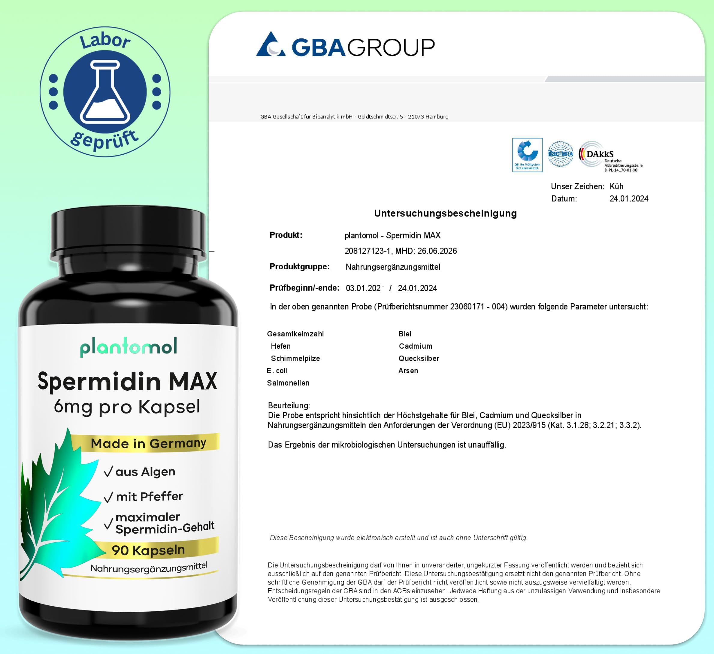 plantomol® Spermidine MAX with pepper - spermidine capsules with 6mg spermidine/capsule - laboratory tested
