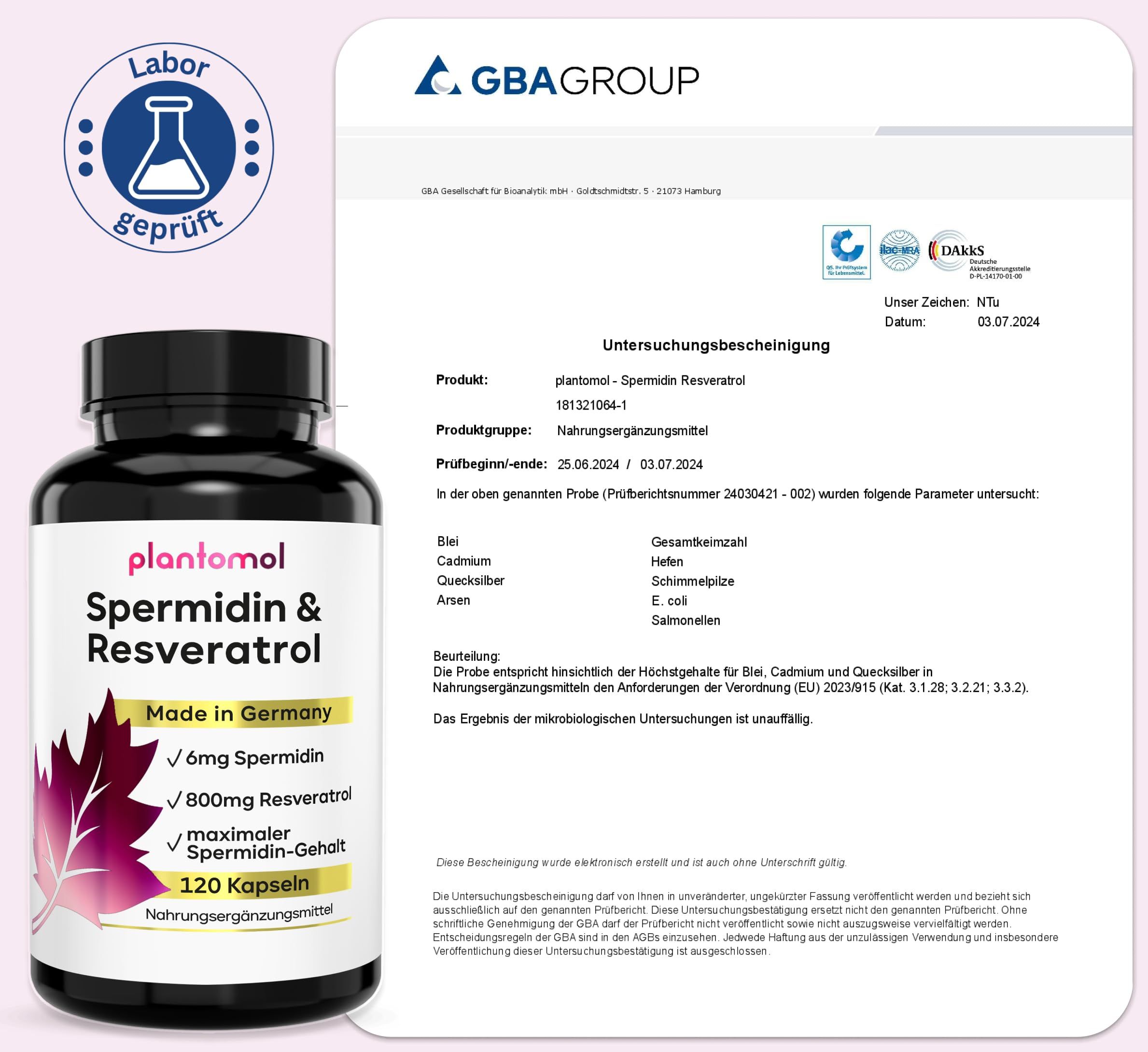 plantomol® Spermidine Resveratrol - 6mg spermidine capsules with 800mg trans-resveratrol per day