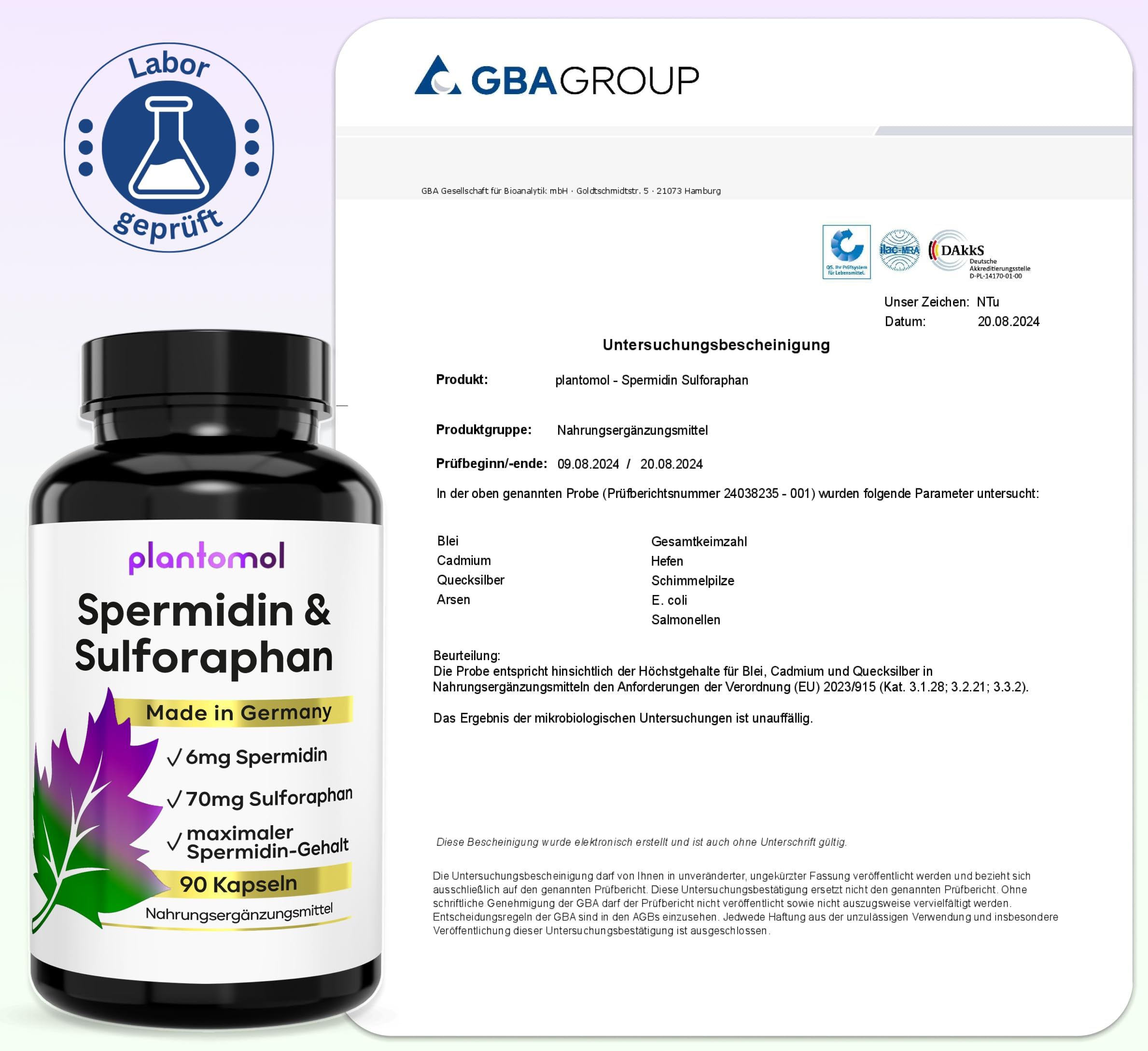 plantomol® spermidine sulforaphane - 6mg spermidine capsules with 90 sulforaphane from broccoli sprouts