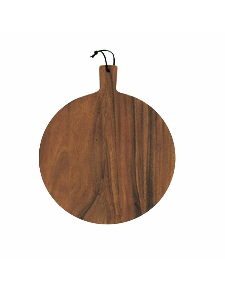 Playground Serving Board Round Acacia 25 Cm With Handle - Set Of 6