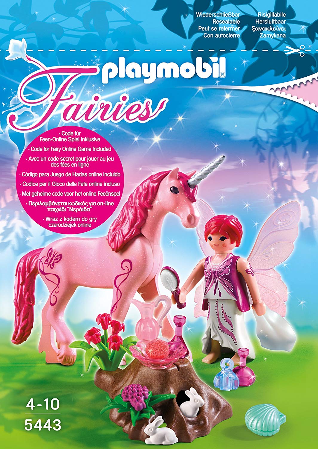 Playmobil 5443 Care Fairy With Unicorn Rose Red