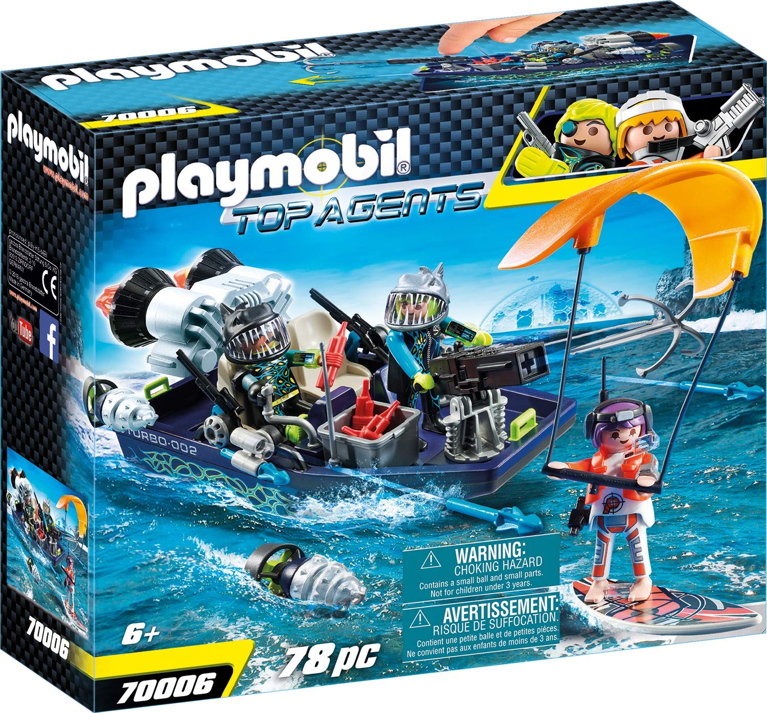 Playmobil 70006 Top Agents Team S.H.A.R.K. Harpoon Craft, Multi-Colour