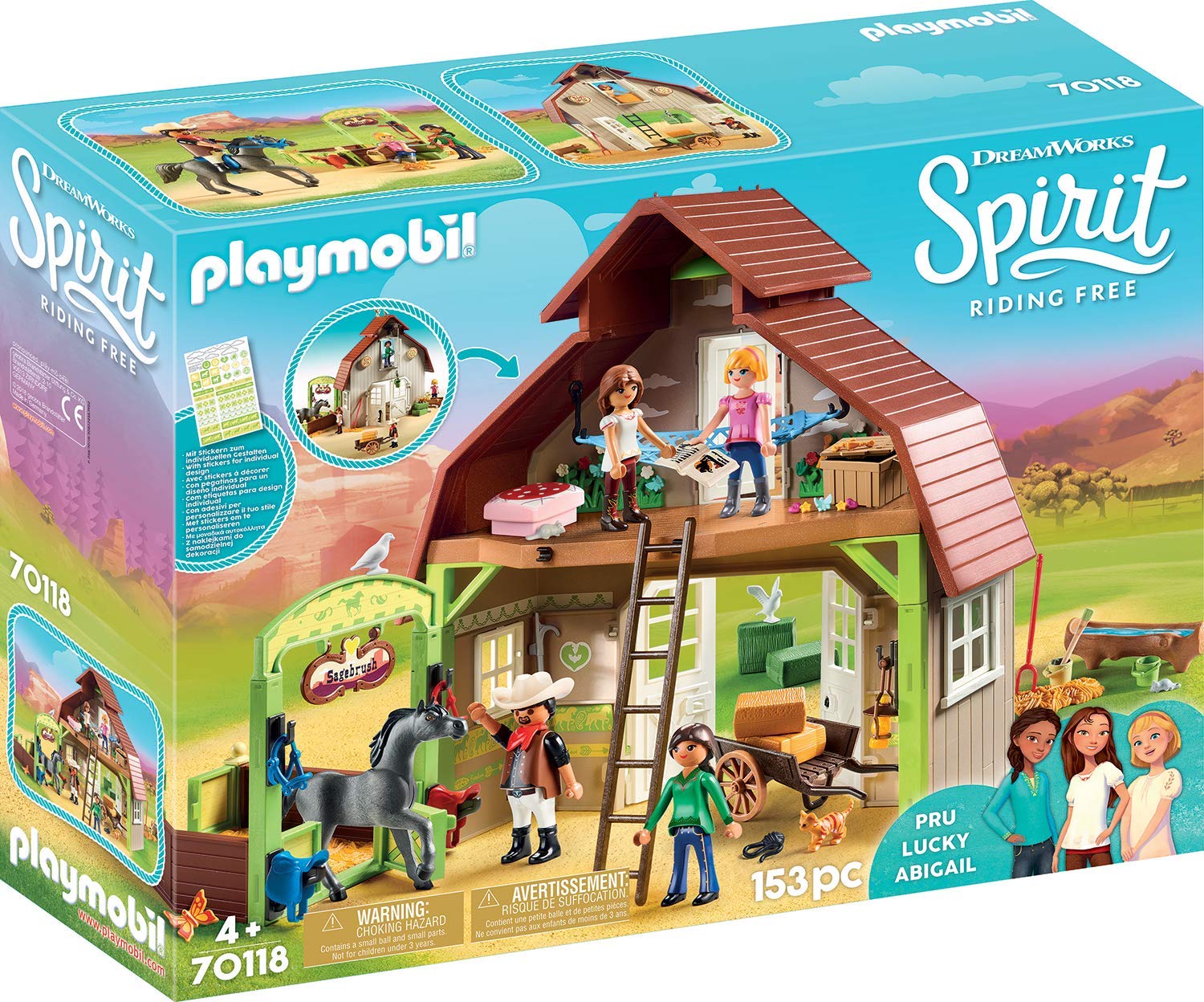 Playmobil Spirit Riding Free Hutch With Lucky Pru And Abigail Colourful