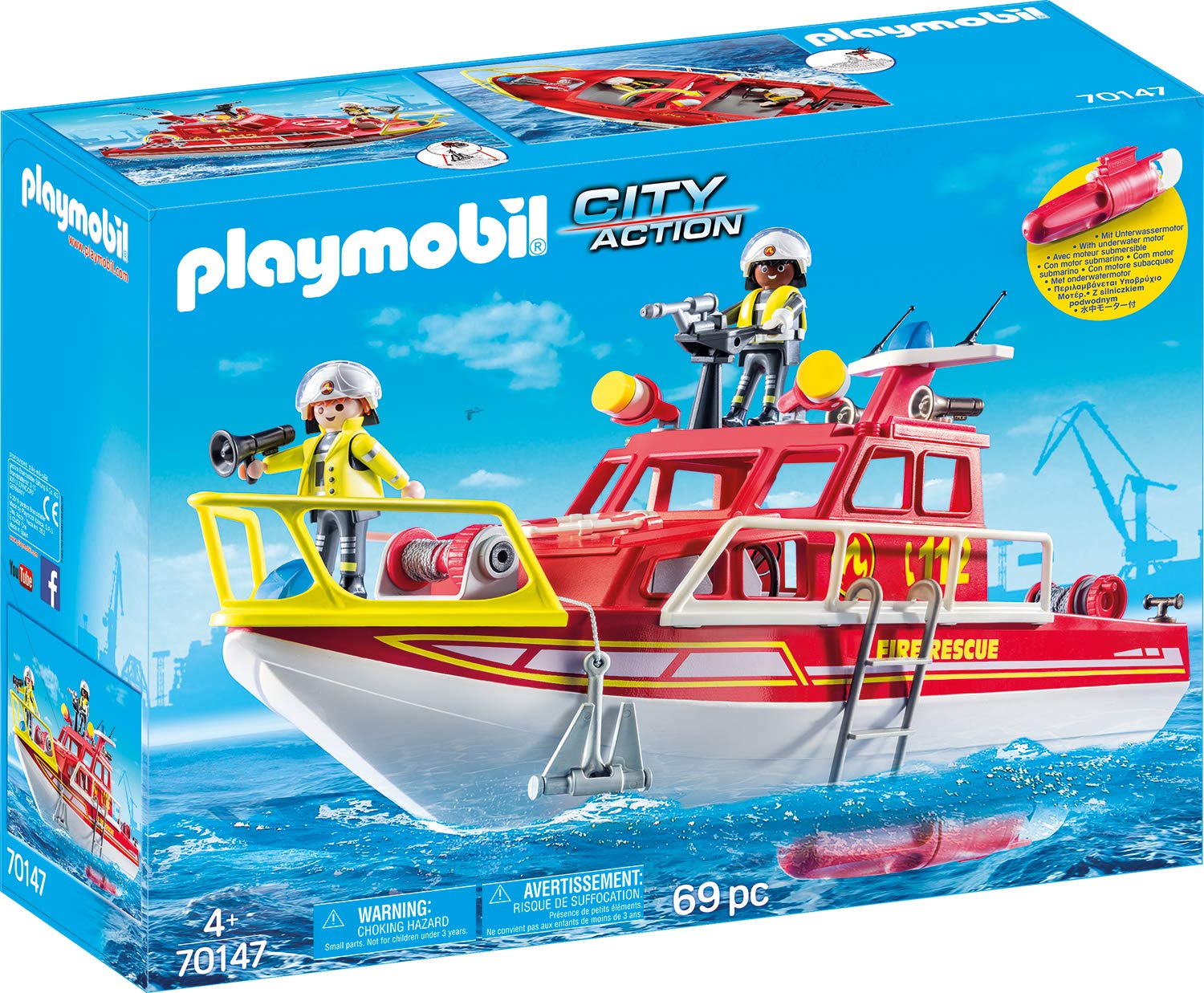 Playmobil City Action Fire Extinguisher Boat Colourful