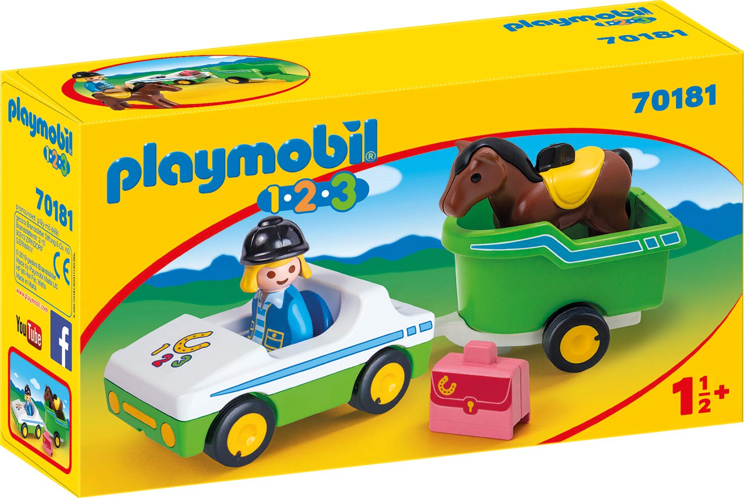 Playmobil 70181 1.2.3 Car With Horse Trailer Multi-Coloured