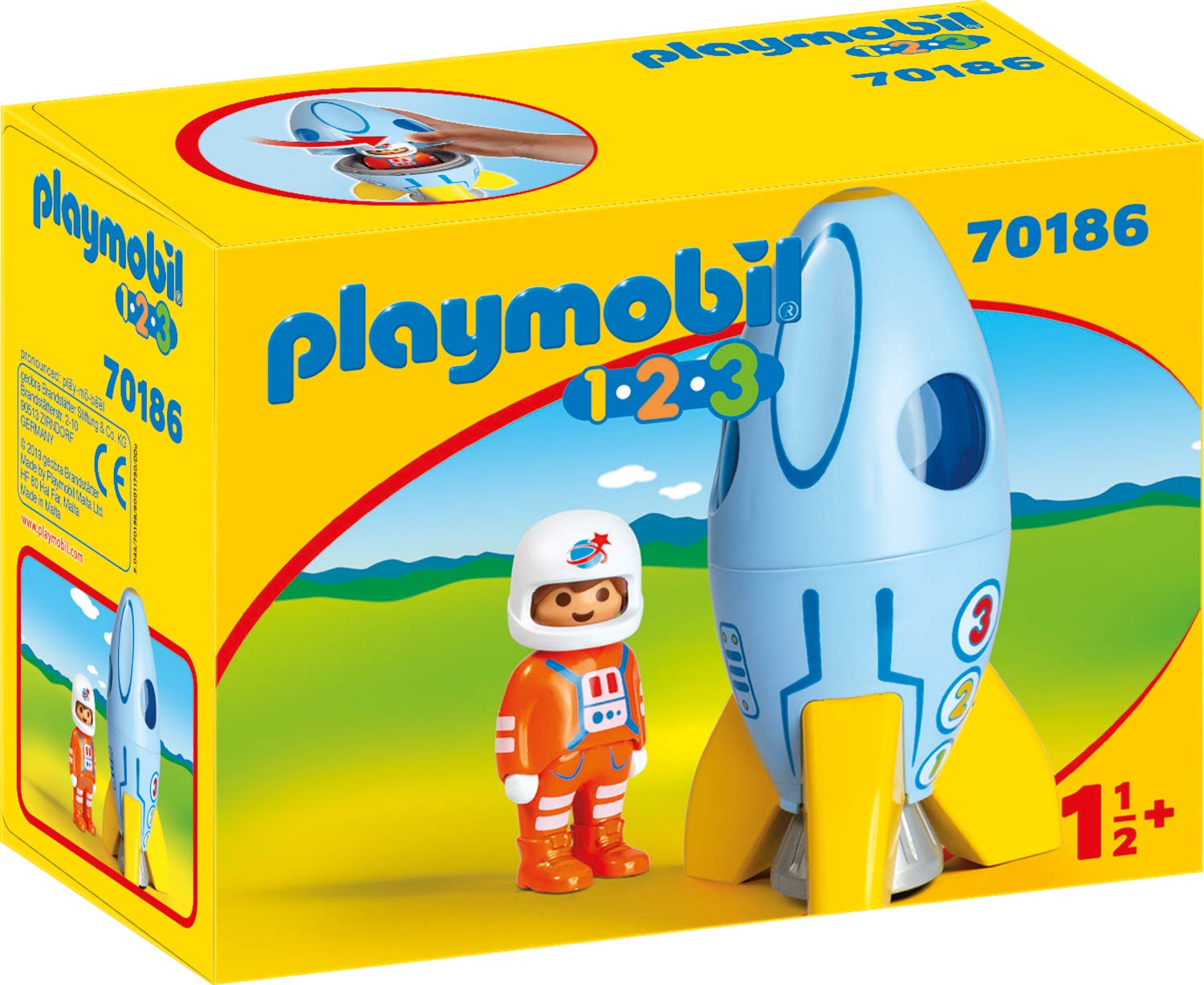 Playmobil 70186 1.2.3 Astronaut With Rocket Multi-Coloured