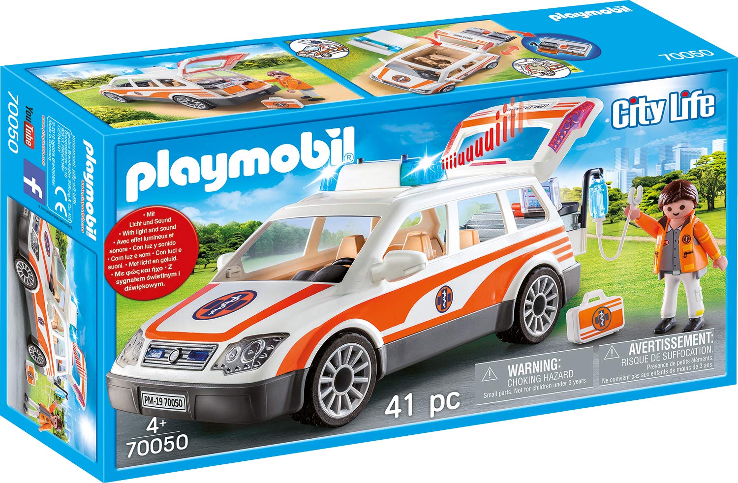 Playmobil City Life 70050 Emergency Car with Light and Sound Multi-Coloured