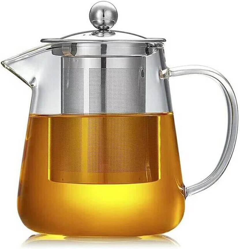TAMUME Glass teapot with stainless steel strainer for easy pouring (750 ml)