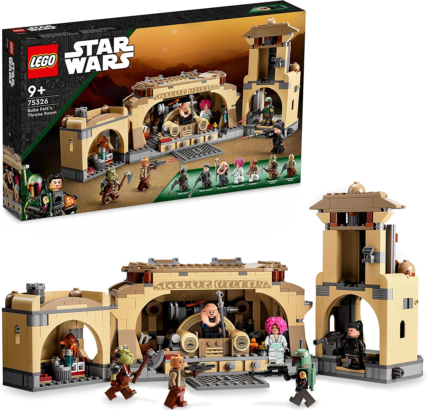 LEGO 75326 Star Wars Boba Fetts Throne Room Toy for Building with Palaces of Jabba and 7 Mini Figures, from 9 Years
