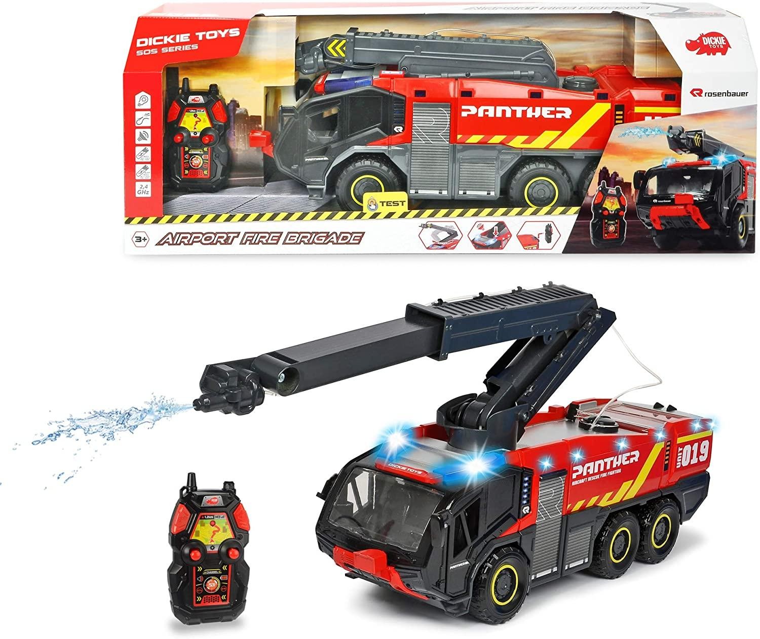 Dickie Toys Rc Airport Fire Truck, With 4-Channel Remote Control Panther 6X