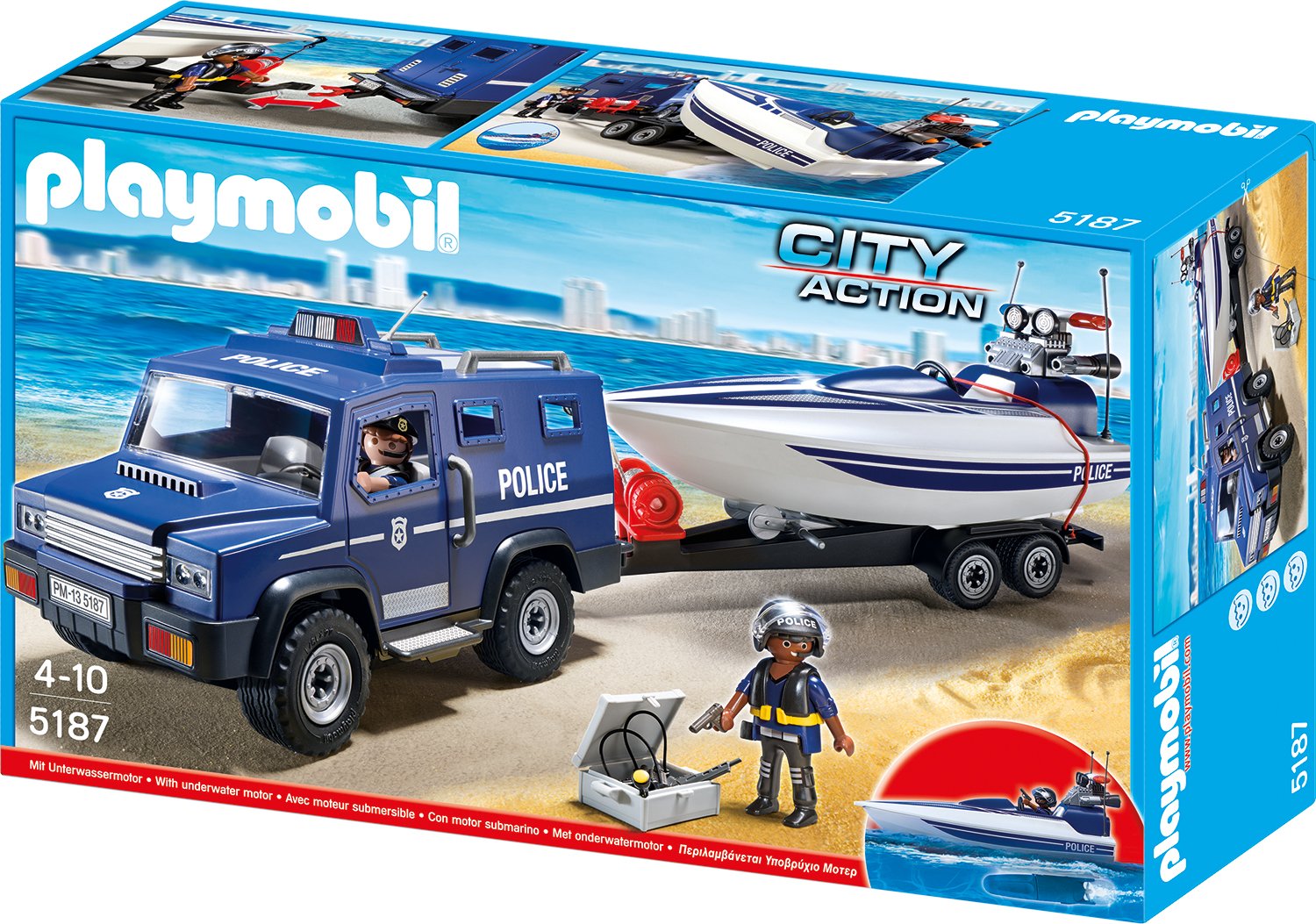 Playmobil Police Truck With Speedboat