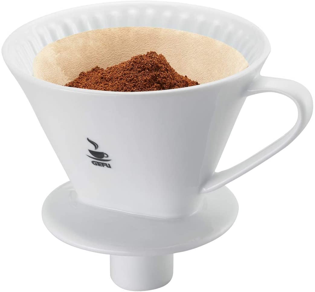 GEFU Sandro 16025 Coffee Filter Size 101 White Porcelain Reusable Hand Filter for Aromatic Coffee