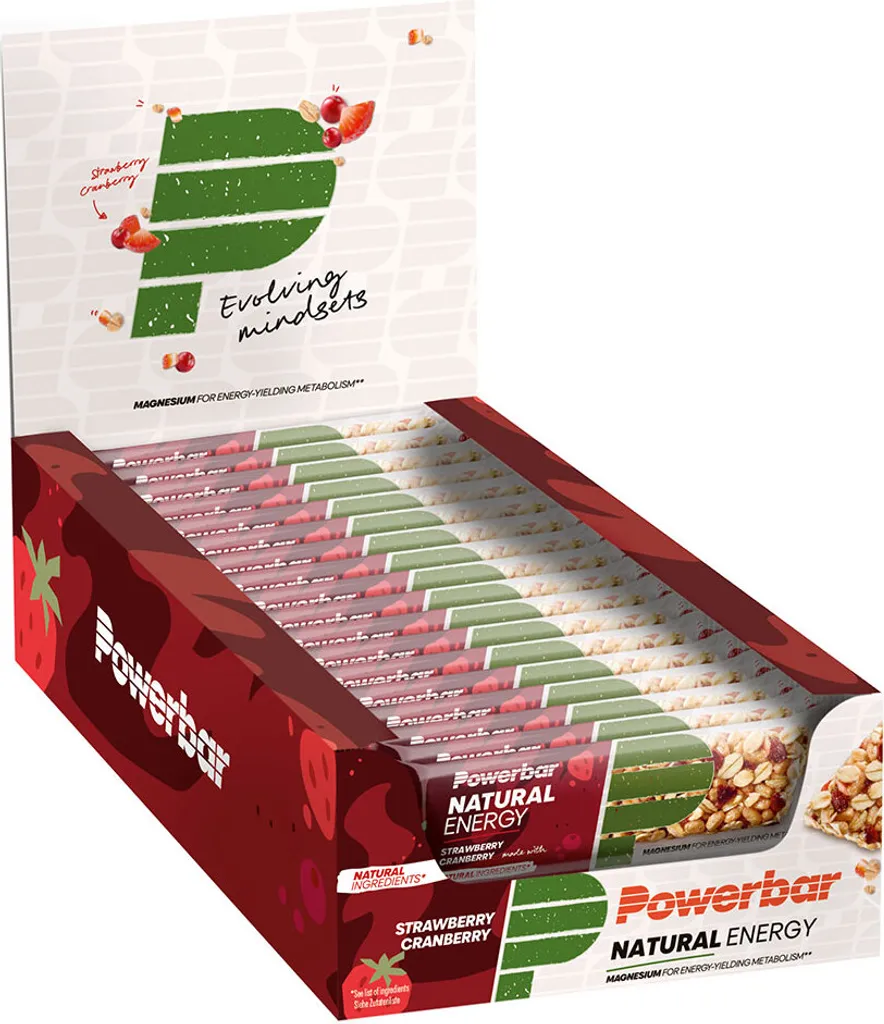 Powerbar Natural Energy 40g Energie-riegel-box Erdbeere Preiselbeere 18 Einheiten Durchsichtig  Durchsichtig One Size