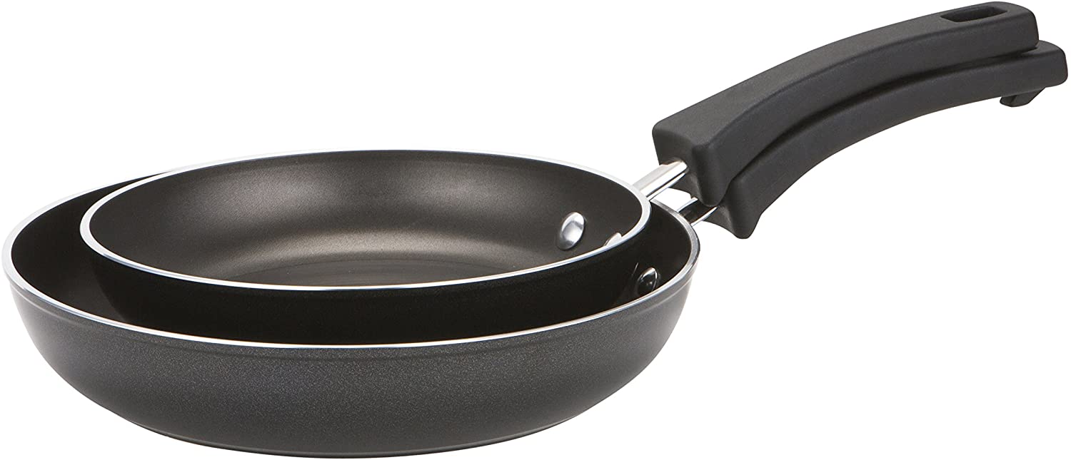 Prestige Kitchen Hacks 20 cm and 24 cm Aluminium Frying Pans, Black