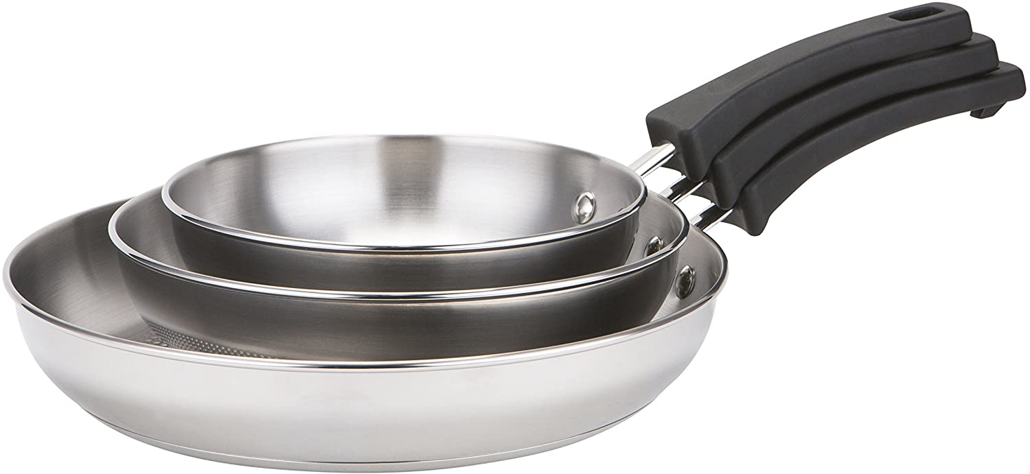 Prestige Kitchen Hacks 3-Piece Stainless Steel Frying Pan Set