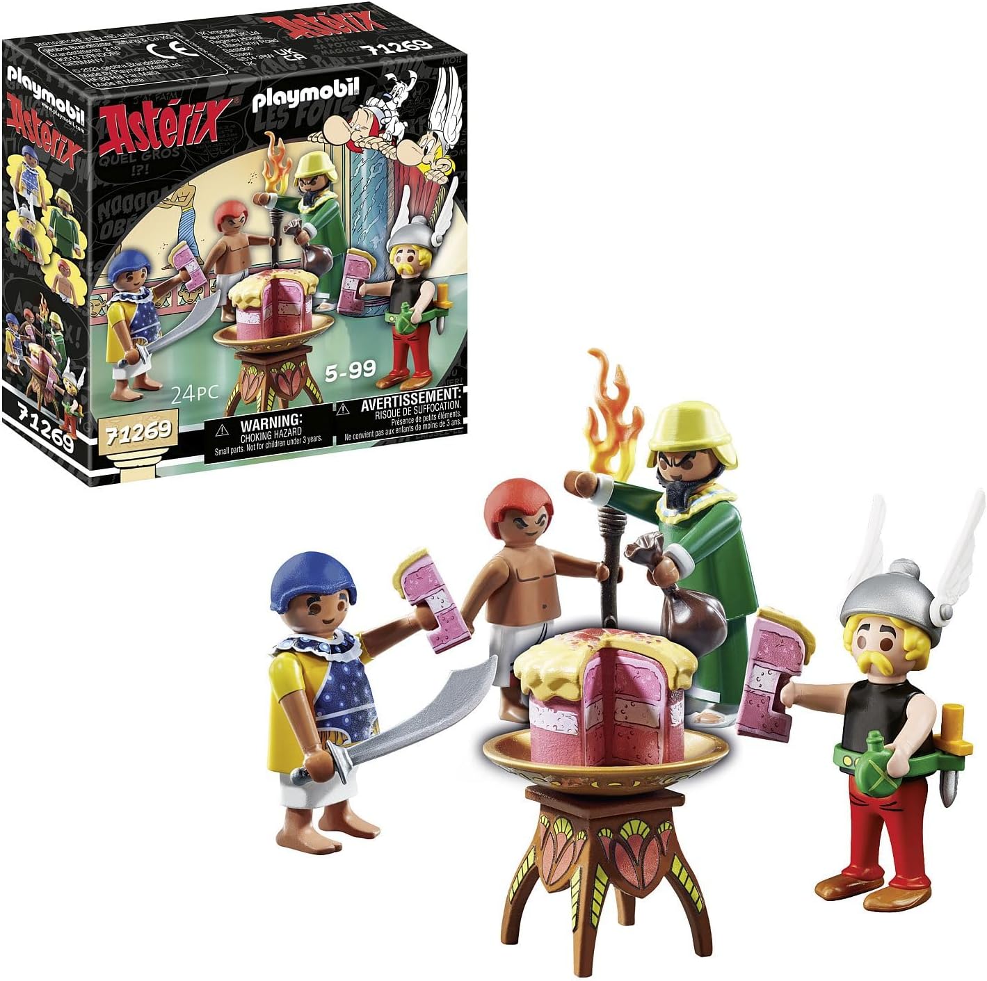 PLAYMOBIL Asterix 71269 Pyradonis\' Poisoned Cake, Asterix, Cleopatra\'s Pretaster and Pyradonis and its Helper Screw Ornament, Toy for Children from 5 Years