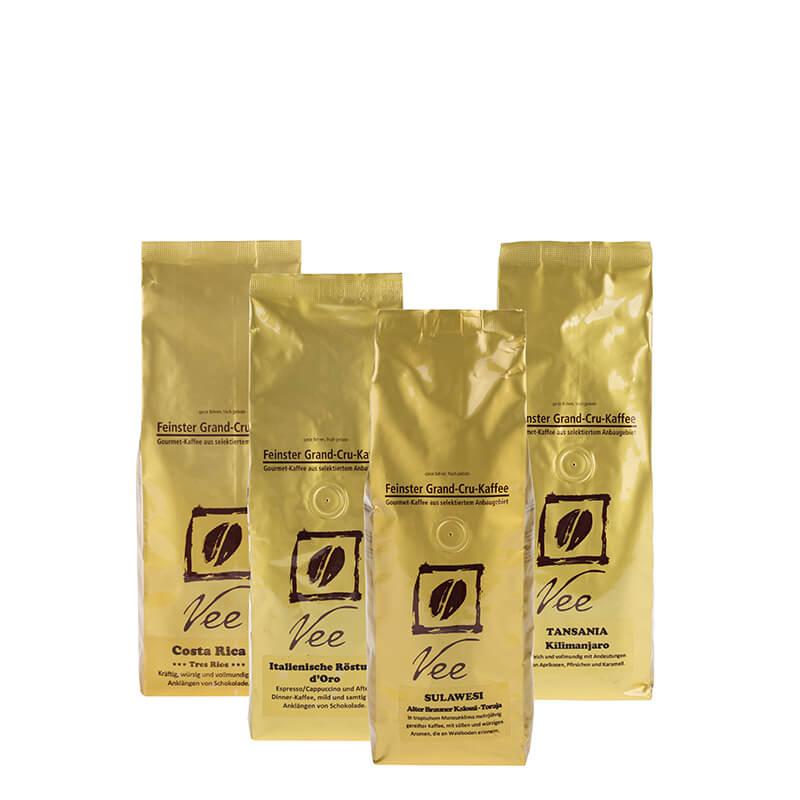 Sample package of top coffee country roasts 4 x 250 g
