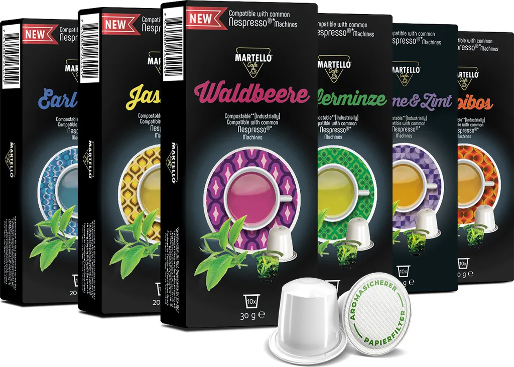 TRIAL SET 2 tea capsules - ONLY COMPATIBLE WITH NESPRESSO®* MACHINES - 100% industrially compostable capsules - Fresh, aromatic leaves - 60 capsules