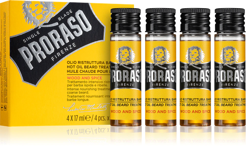 Proraso Wood and Spice Hot Set intensive oil care for hard beard hair