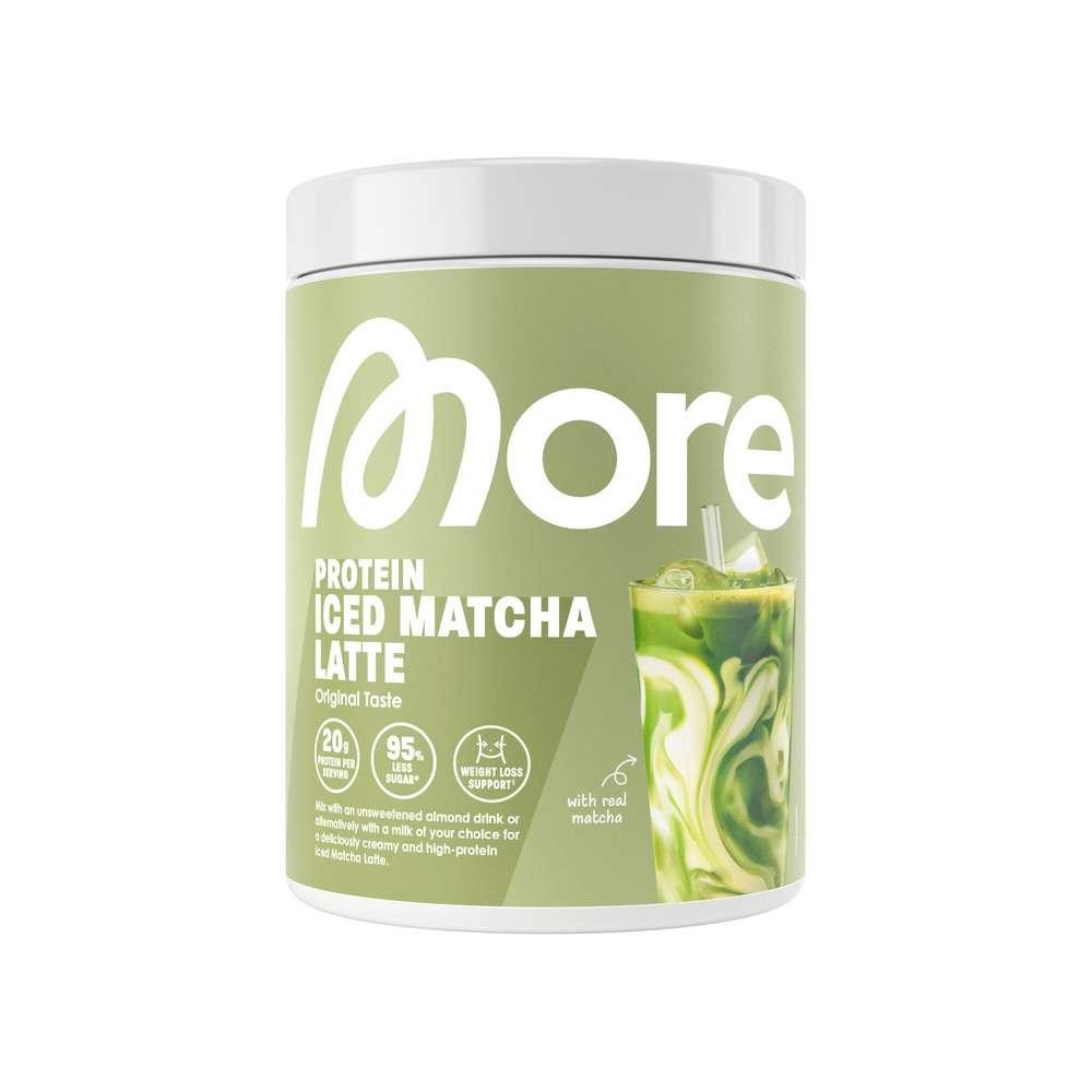 Protein powder, iced matcha latte