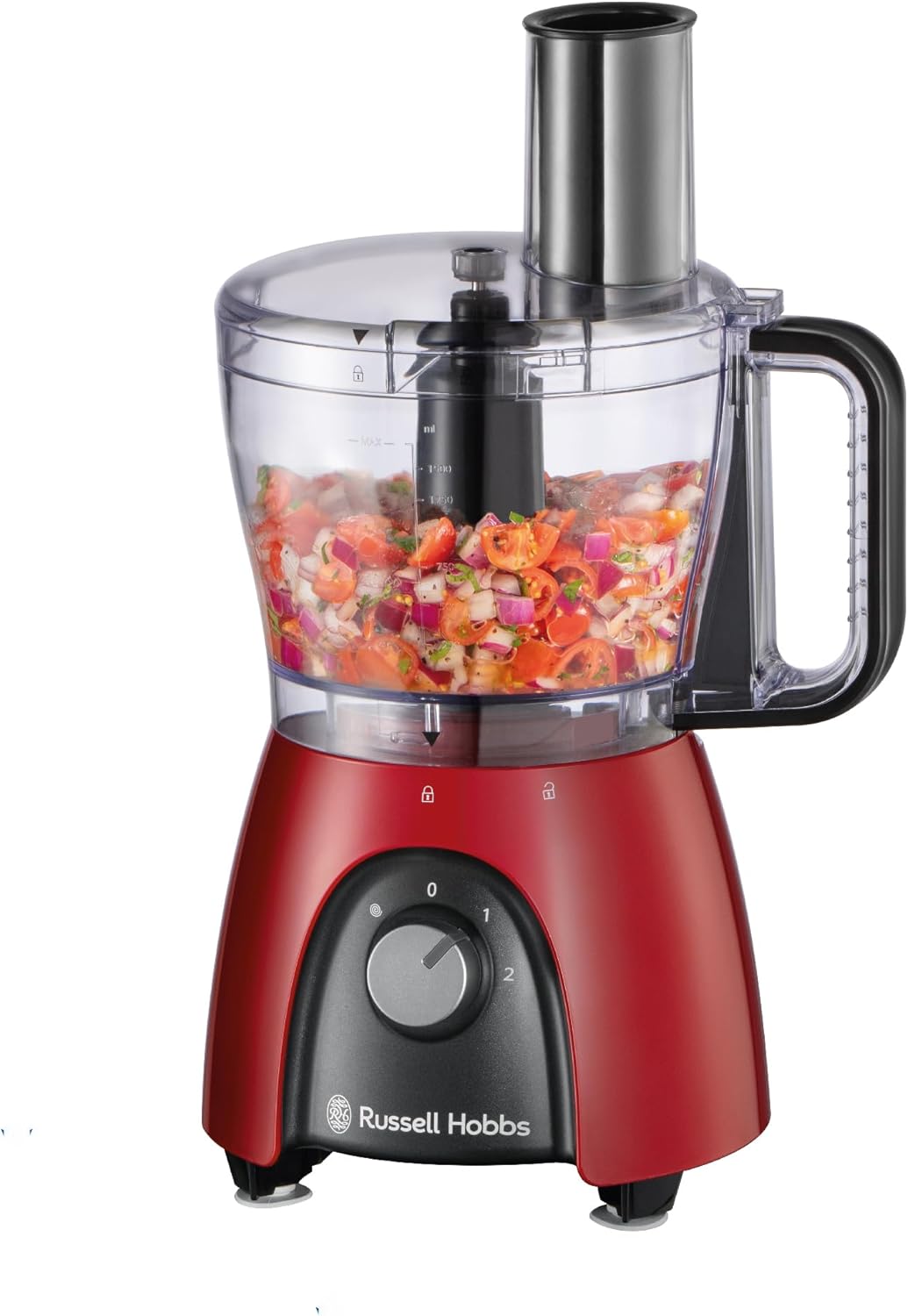 Russell Hobbs Food Processor [Mixer/Vegetable Cutter/Stand Mixer/Chopper/Blender] Food Processor (Kneading, Stirring & Cutting etc., Dishwasher Safe, 900 W Peak Power) Red 27110-56