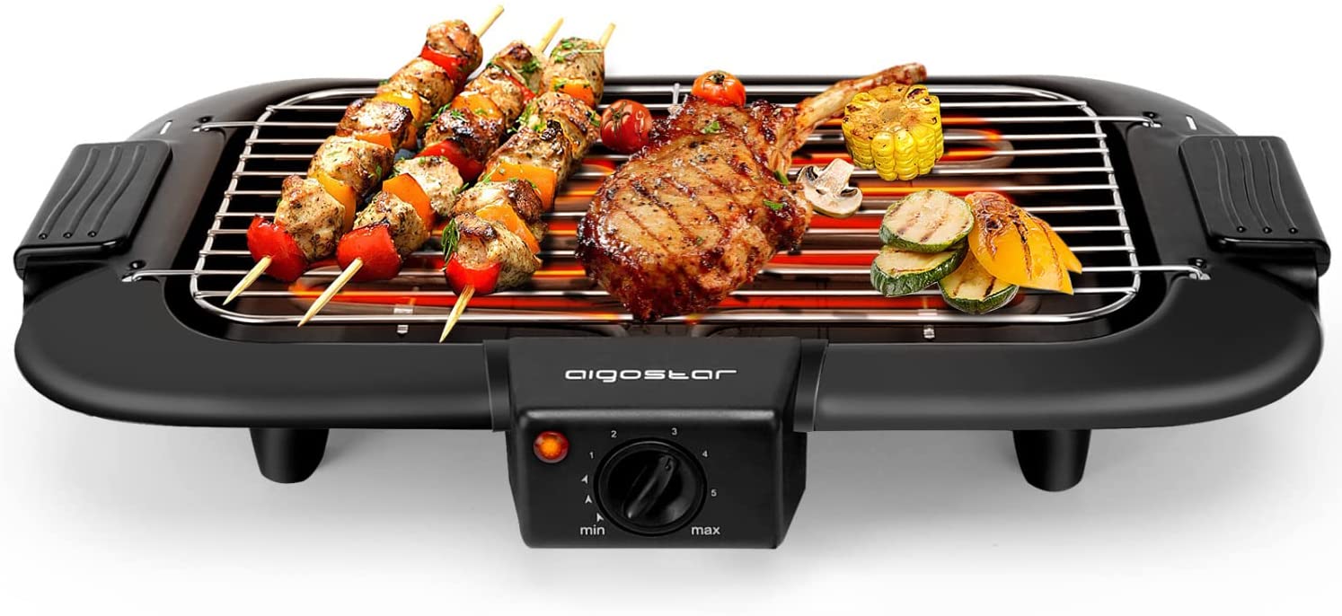 Aigostar Electric Table Grill, Party Grill, Adjustable Thermostat, Grease C