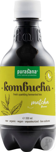 Purasana Kombucha Drink Flavor Matcha Organic Bottle 330ml