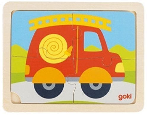 Goki Puzzle Fire Engine Wooden Inserts, Only 4 Pieces