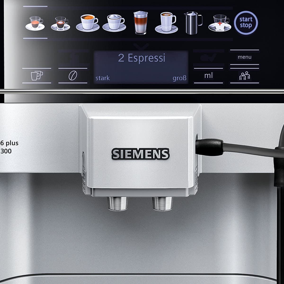 Siemens EQ.6 Plus s300 TE653501DE Fully Automatic Coffee Machine (1,500 Watts, Ceramic Grinder, Touch Sensor Direct Selection Buttons, Personalised Drink) Silver
