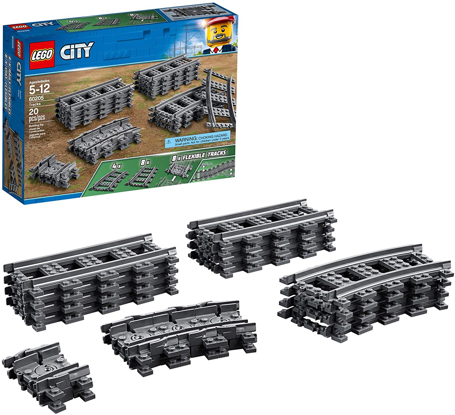 Lego City 60205 – Flexible Track (20 Pieces) – 2018