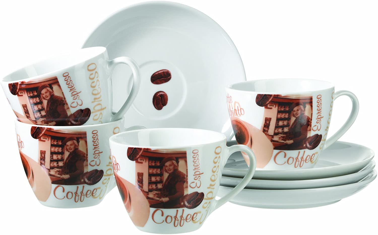 Maser Domestic Latte Macchiato 4-Piece Cappuccino Cup with Saucer Set